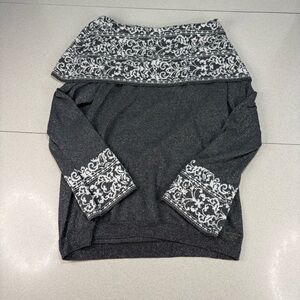 Anne Klein Women’s Cowl Neck Gray and Silver Glitter Sweater Size XL